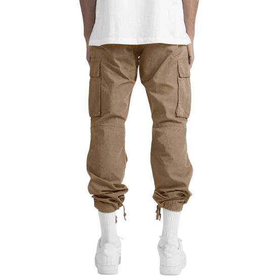 Men Cargo Pants Drawstring Waist Casual Trousers Multi-Pocket Loose Joggers Athletic Trousers for Daily Wear Exercise Street