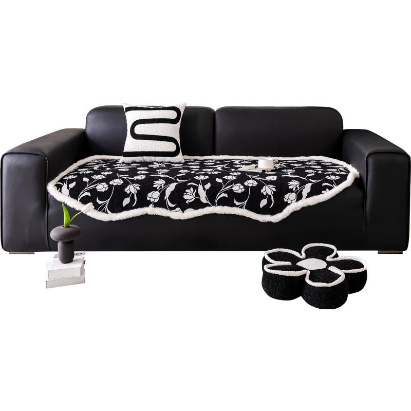 French Entry Lux Sofa Seat Cushions Irregular Shaped Cover Chenille Four Seasons Universal Non-Slip Velvet Feeling Cover Towel