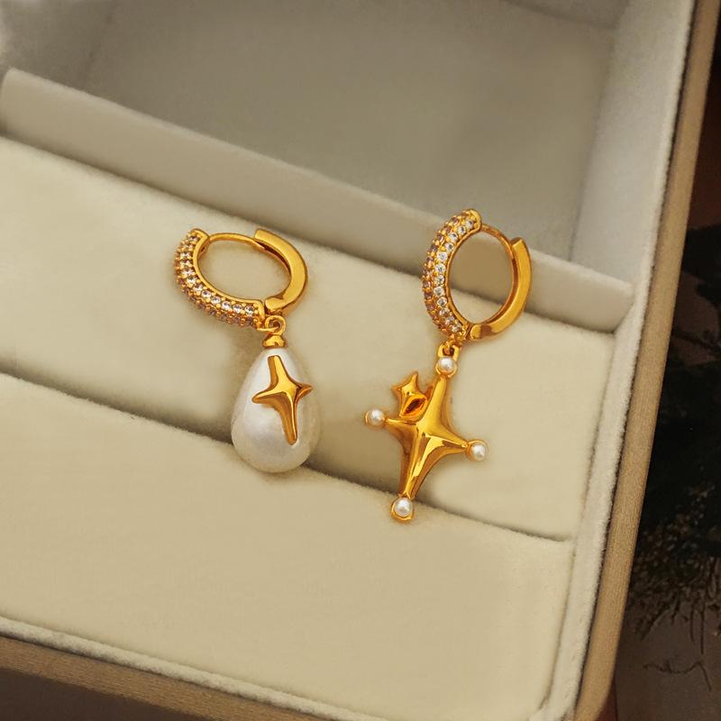 Нишевые серьги в стиле ретро, ​​асимметричные серьги-капли с пряжкой для ушей астрального дизайна