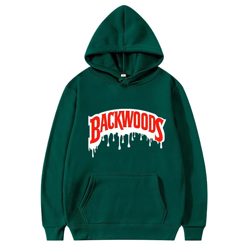 Мужская толстовка Drip-vibe Backwoods с принтом букв, смелый красный расплавленный текстовый рисунок спереди, плотный флисовый пуловер для городской повседневной одежды