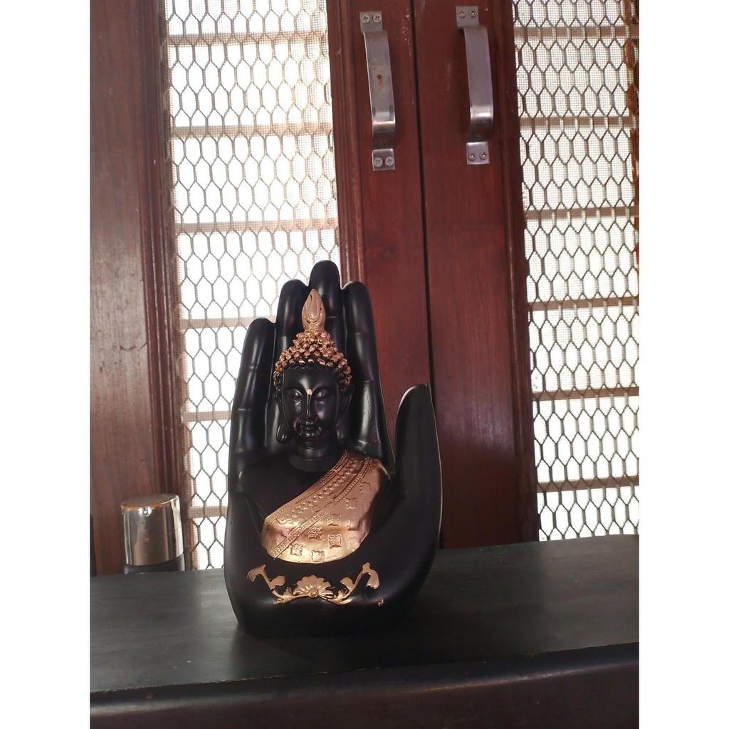 Золотая статуэтка Будды из пальмы ручной работы для дома, офиса и подарков - Статуэтки Будды из пальмовой руки для гостиной, комнаты для пуджи, гостиной, декора на Дивали