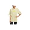 Adidas Neo Solid Color Letter Print Casual Crew Neck T-Shirt Unisex Tops Yellow HS8841
