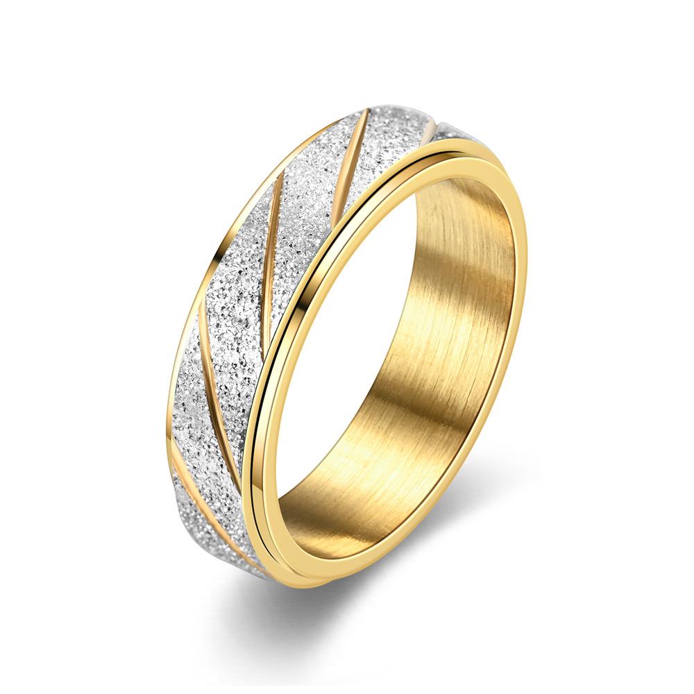 New Fashionable Frosted Stripe Rotating Japanese and Korean Couple Simple Ring