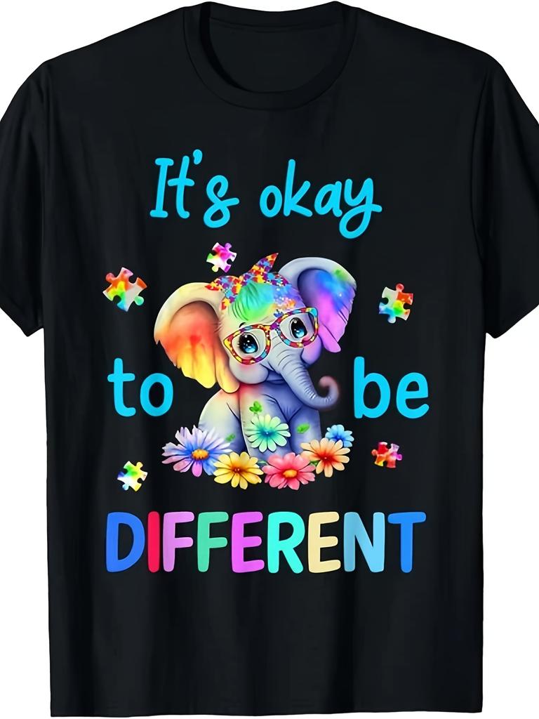 It'S Okay To Be Different Autism Awareness Cute Elephant Tee T Shirt | Youth Sport Style, Comfortable, Trendy Streetwear for