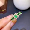 Colombian Emerald Imitation Rings for Women Elegant Open Band Stackable Ring with Diamonds