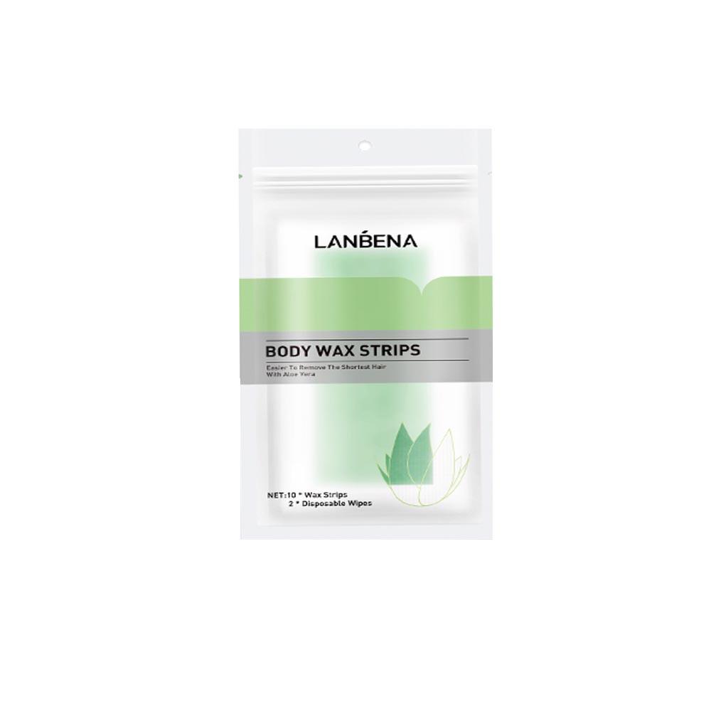 LANBENA Восковые полоски для тела, 10 штук, с 2 одноразовыми салфетками для очищения, для удаления волос на подмышках и руках, подходят для чувствительной кожи