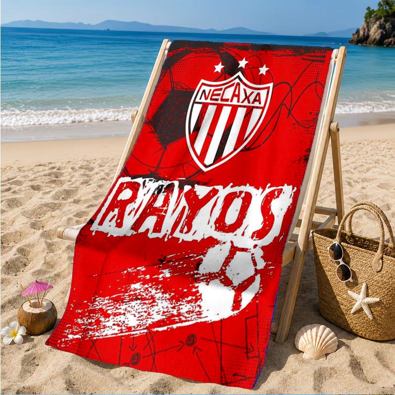 Football Crest Heartbeat Printed Microfiber Beach Towel, Soft And Absorbent, Quick-Dry, Ideal for Summer Travel, Beach Essential, Swimming Pool