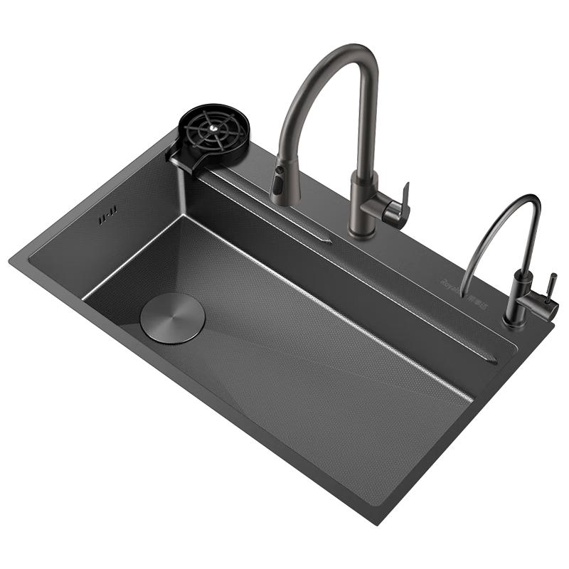 Royalstar 304 SS Embossed Single Bowl Kitchen Sink with Faucet