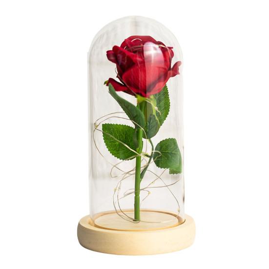 Artificial Rose Flowers Eternal Rose with LED Light Realistic Looking Battery Powered Simulation Rose Flower Holiday Gifts