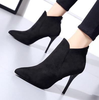 Модные лакированные кожаные сапоги с острым носком на высоком каблуке, женские ботильоны на молнии, женские туфли, женские сапоги на тонком каблуке tyh