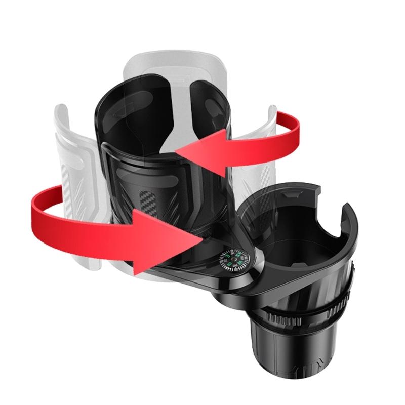 Многофункциональный автомобильный держатель для стаканов 2 в 1, адаптер для расширения объема напитков, подставка-лоток, вращающаяся на 360 градусов, органайзер, нескользящая