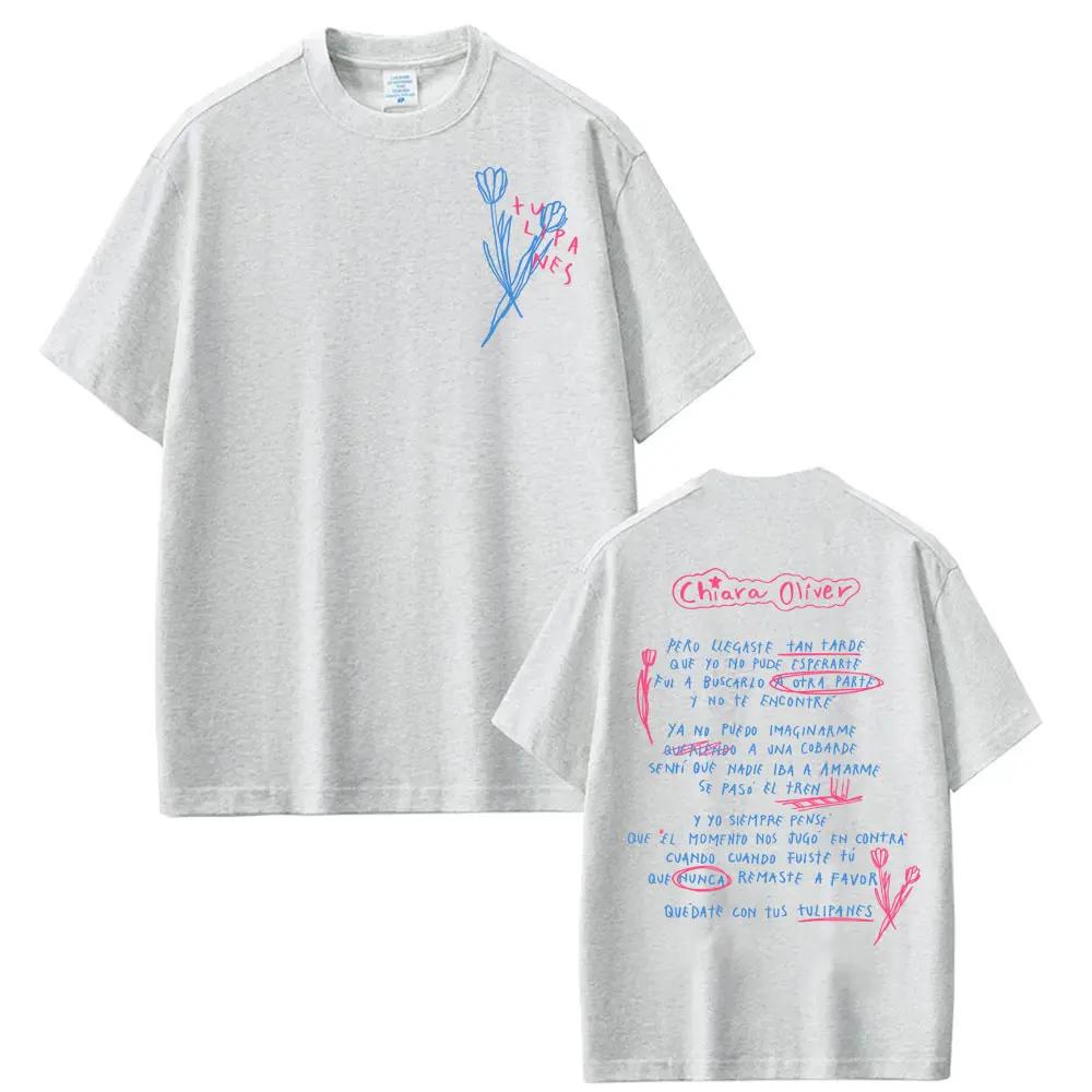 Singer CHIARA OLIVER Album Letters Graphic T-shirts Men Women Hot Sale Casual Cotton T Shirt Vintage Pop Music T-shirt Tops