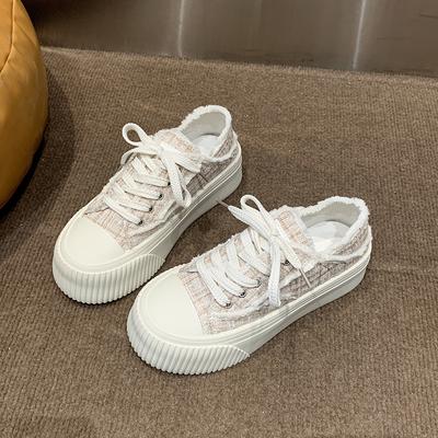 Новые модные женские толстые тапочки с летней женской одеждой Baotou, весенние и осенние белые парусиновые туфли без застежек Zapatos Mujer