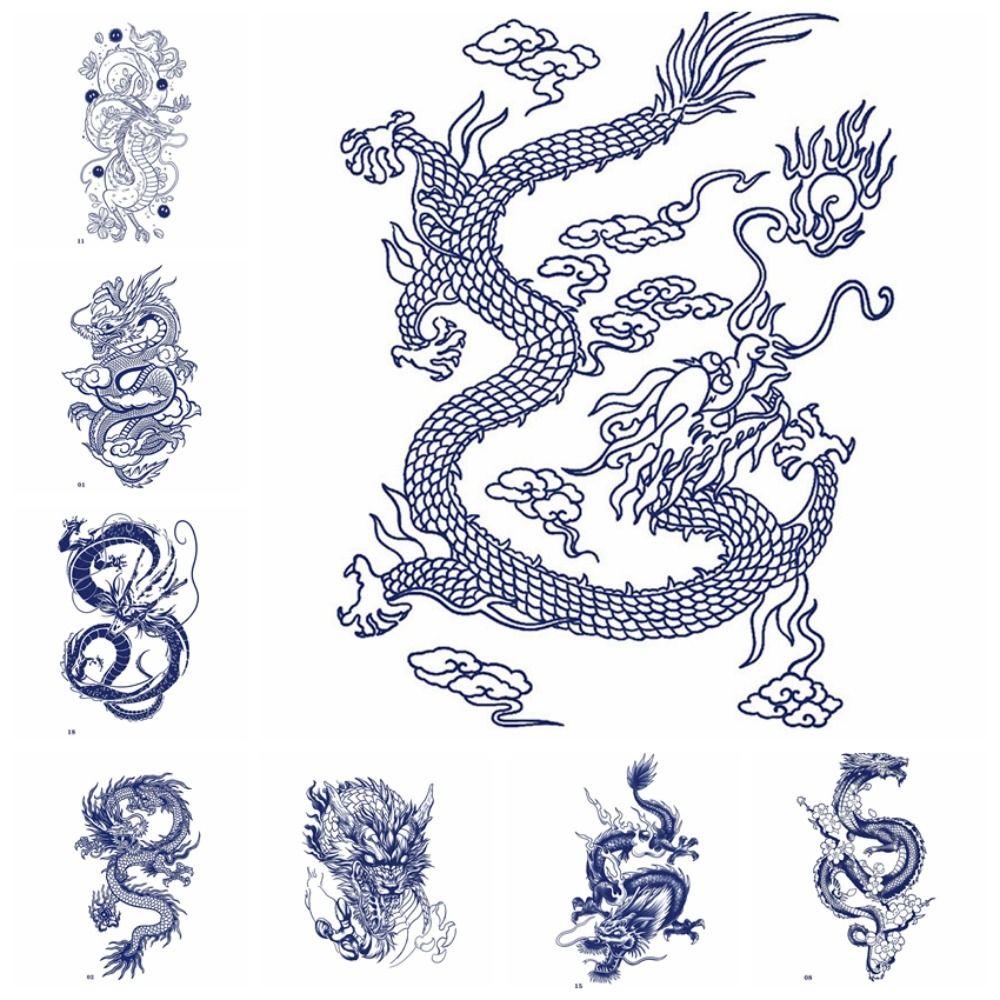 Waterproof Dragon Juice Ink Tatouage Cartonn Dragon Dragon Hombre Art Fake Tattoo Unisex