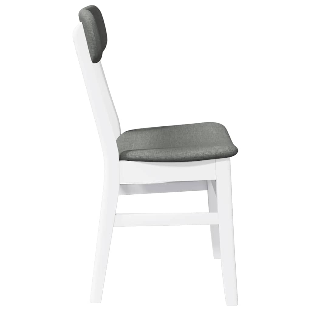 Dining Chairs with Cushions 2 pcs White Solid Rubberwood