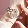 Diamond Women's Watch Stainless Steel Waterproof Stereo Mirror Quartz Watch Rose Gold Date Week Ultra-thin Lady Clock Luminous