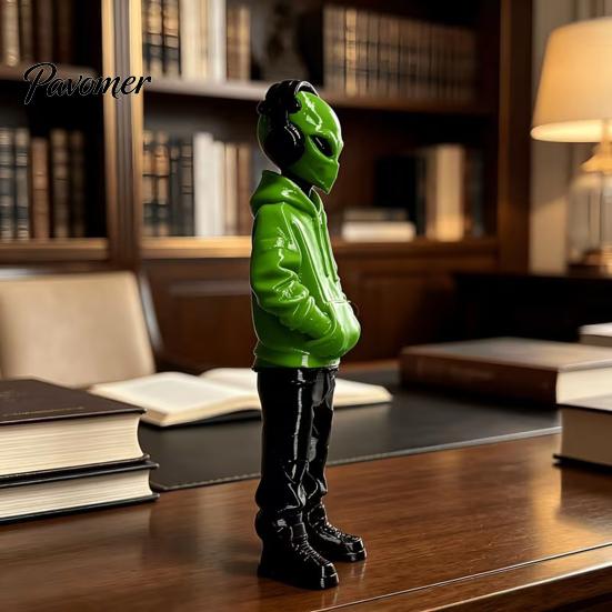 Коллекционная 3D-печатная фигурка Инопланетного Искусства с Худи и Наушниками, Модный Настольный Эстетичный Орнамент для Украшения Комнаты, Статуэтка в Киберстиле