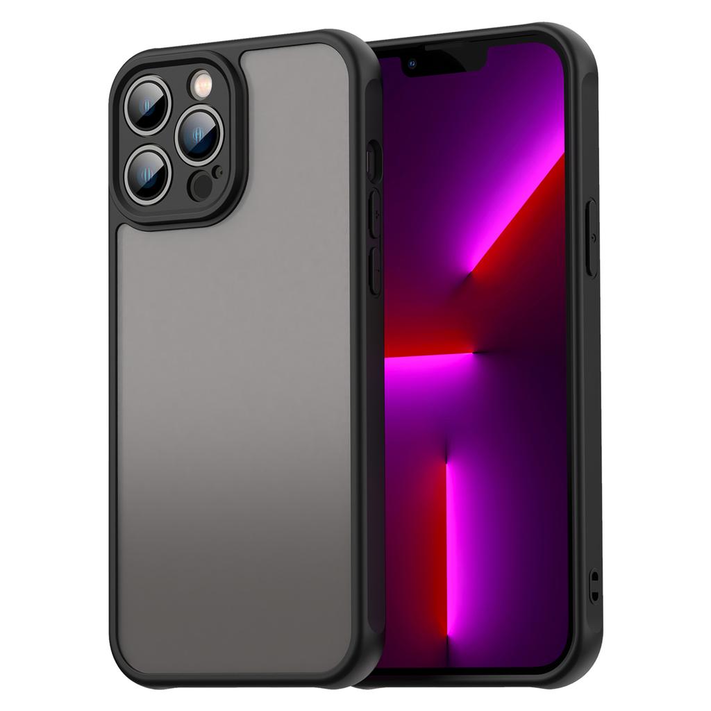 For iPhone 13 Pro Max Case Drop Proof Airbags Frosted Translucent PC+TPU Phone Back Cover
