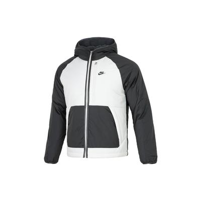 Лоскутный дизайн логотип бренда напечатанный длинный рукав капюшон хлопковая куртка мужская куртка черный серый DD6858-070