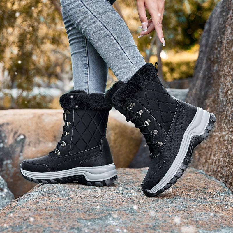 Зимние женские ботинки Нескользящие на шнуровке Белые зимние ботинки Большой 43 Плюшевая подкладка Модные ботильоны Botas De Mujer Обувь для верховой езды