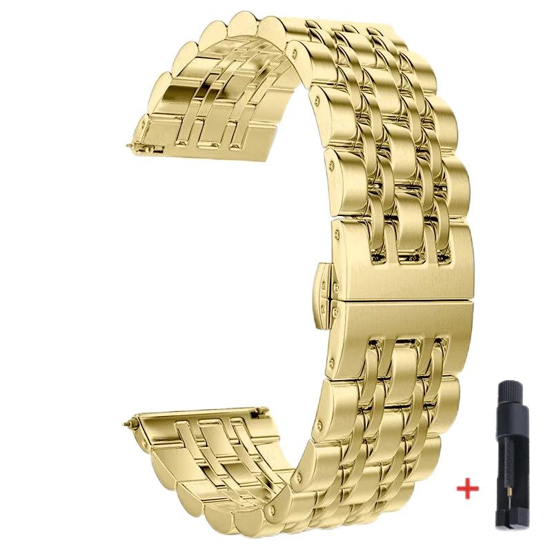 Ремешок из нержавеющей стали 22 мм 20 мм для Samsung Watch 3 4 5 45 мм Gear S3 46 мм 42 мм Active2 40 44 мм Металлический ремешок Браслет