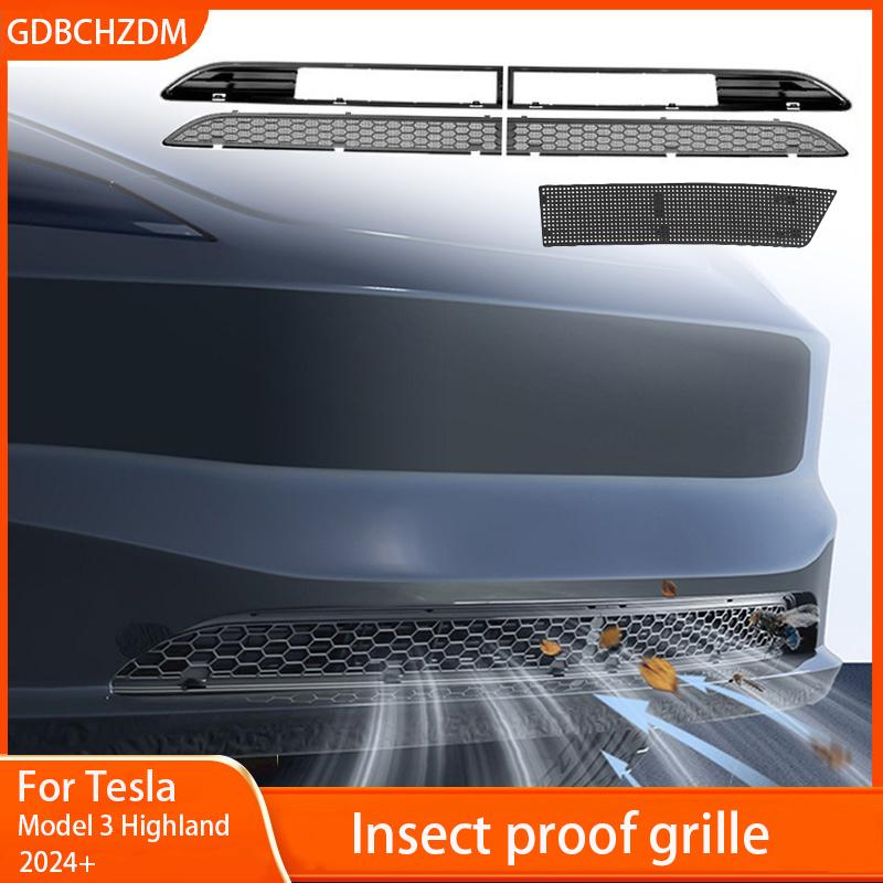 For Tesla Model 3 Highland 2024 Front Bumper Grill Mesh Air Inlet Vent Cover Grille Guards Protector Anti-insect Net Accessories
