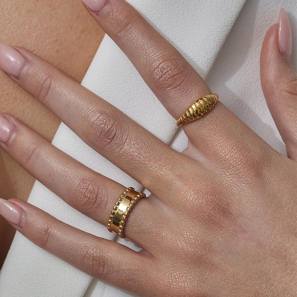 SUNIBI Stainless Steel Ring for Women And Men Fashion Style Texture Tail Classic Couple Rings Gifts Wedding Jewelry