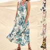 Summer Dress For Women Casual Printed Comfortable Sleeveless Cotton Dress With Pocket