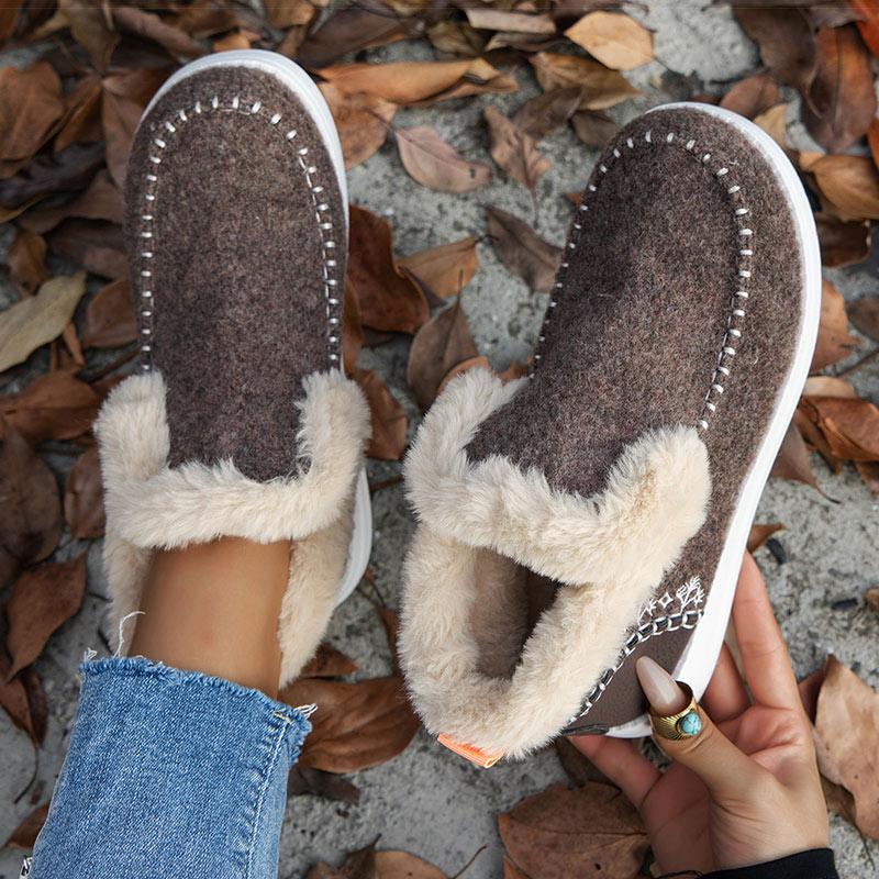 2025 Mujer Slip On Winter Shoes Female Flat Footwear Boots New Women Winter Boots Fur Shoes Women Ankle Boots Snow Botas