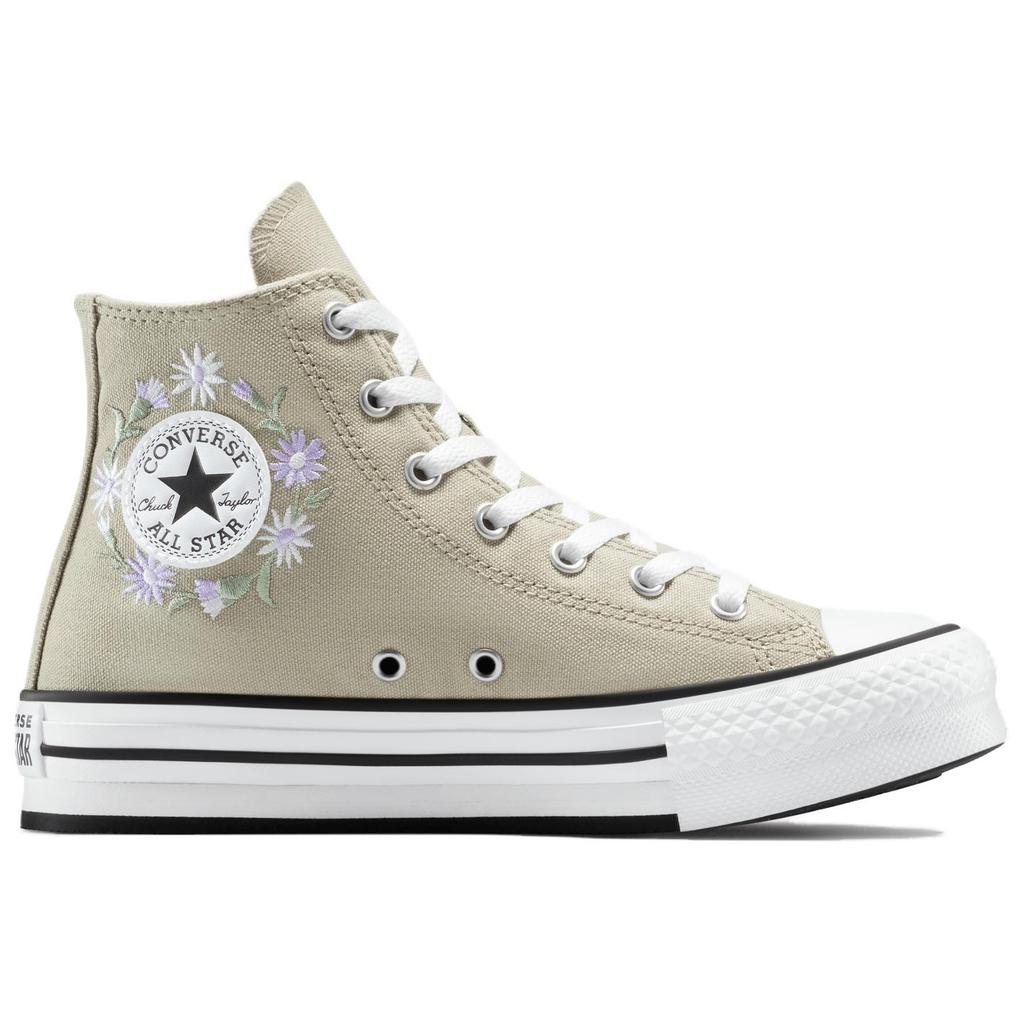 Converse Chuck Taylor All Star Lift Вышитые Цветочные Удобные Универсальные Прочные Высокие парусиновые кеды Женские Кроссовки Серо-зеленые A11825C