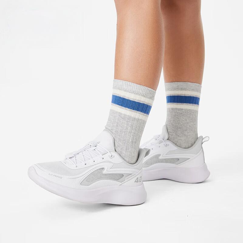 Li-Ning Childrens Dragonfly 4 Low Top Casual Shoes Kids Sneakers White Gray YKCU056-3