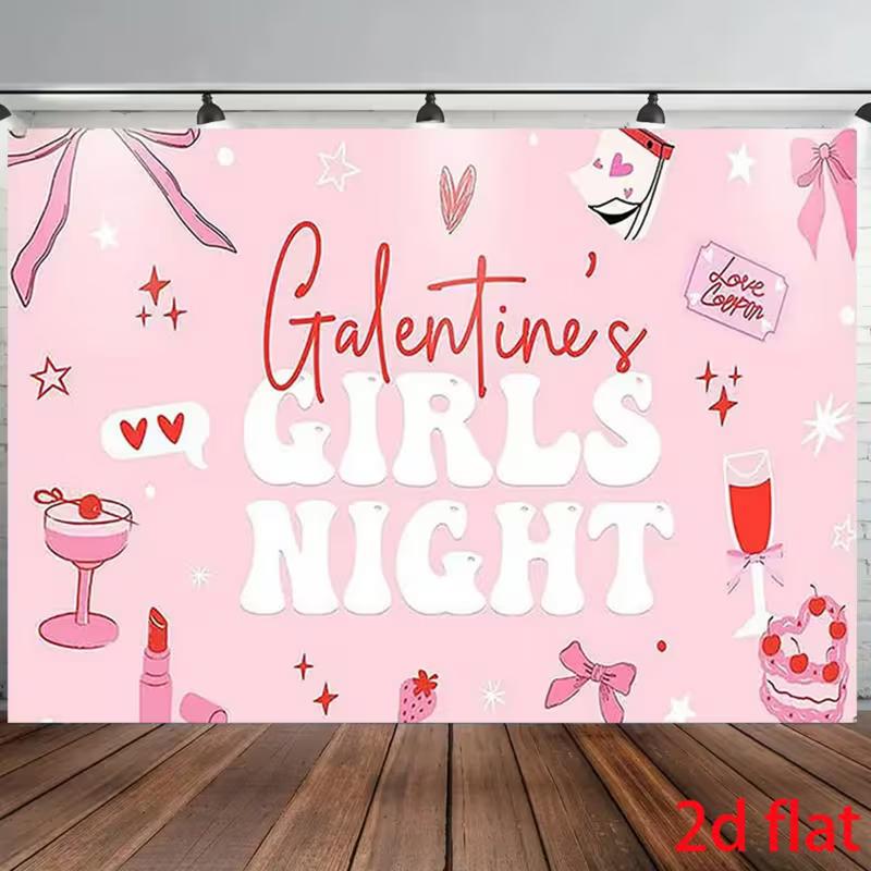 2D Flat Pink Girly Theme Girls Night Photo Background