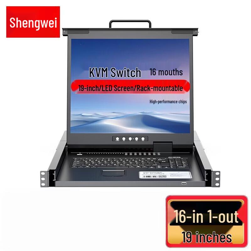 Shengwei 16-Port VGA KVM Console with 19-Inch LCD