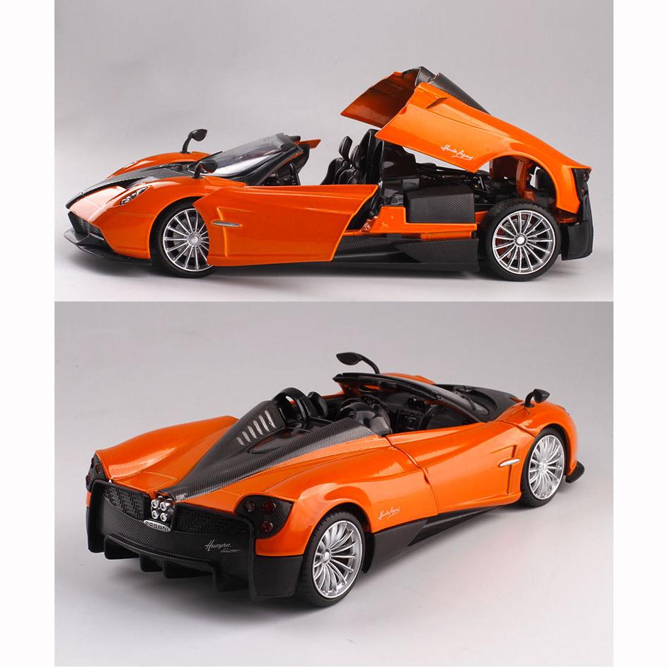 1:24-масштабная модель автомобиля Pagani Huayra Roadster, игрушки для мальчиков, игрушки в возрасте от 3 до 12 лет, автомобили с откатным механизмом, легкие двери и открывающийся капот