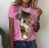 3D Kawaii Cat Print Футболки Женские футболки Смешные модные топы с коротким рукавом Для женщин Y2k Oversize Женская одежда Эстетика Футболки