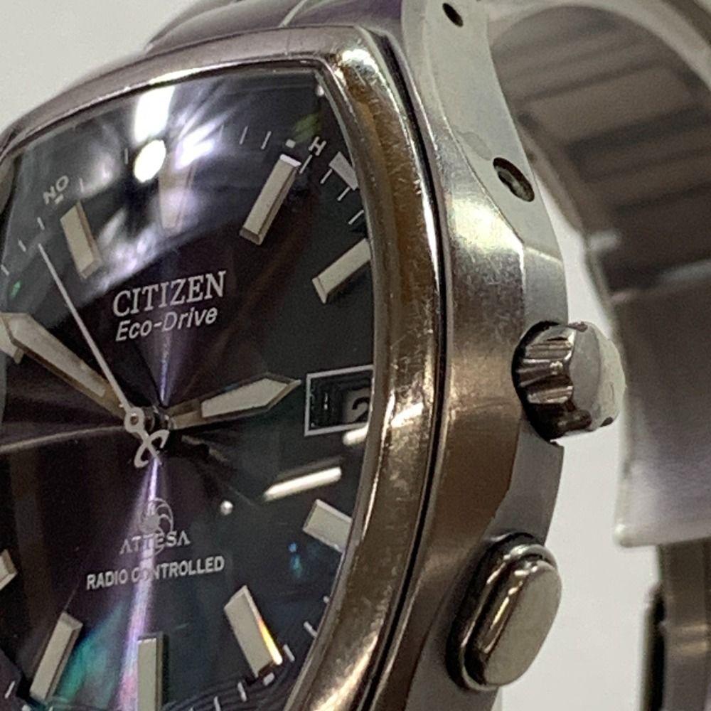 Б/у 04w6674[Б/у] CITIZEN Citizen ATTESA E411-T006728 Eco Drive Солнечные Радиоуправляемые Черный Циферблат Нержавеющая Сталь Бочкообразный Тип Часы [Магазин Хатиодзи]