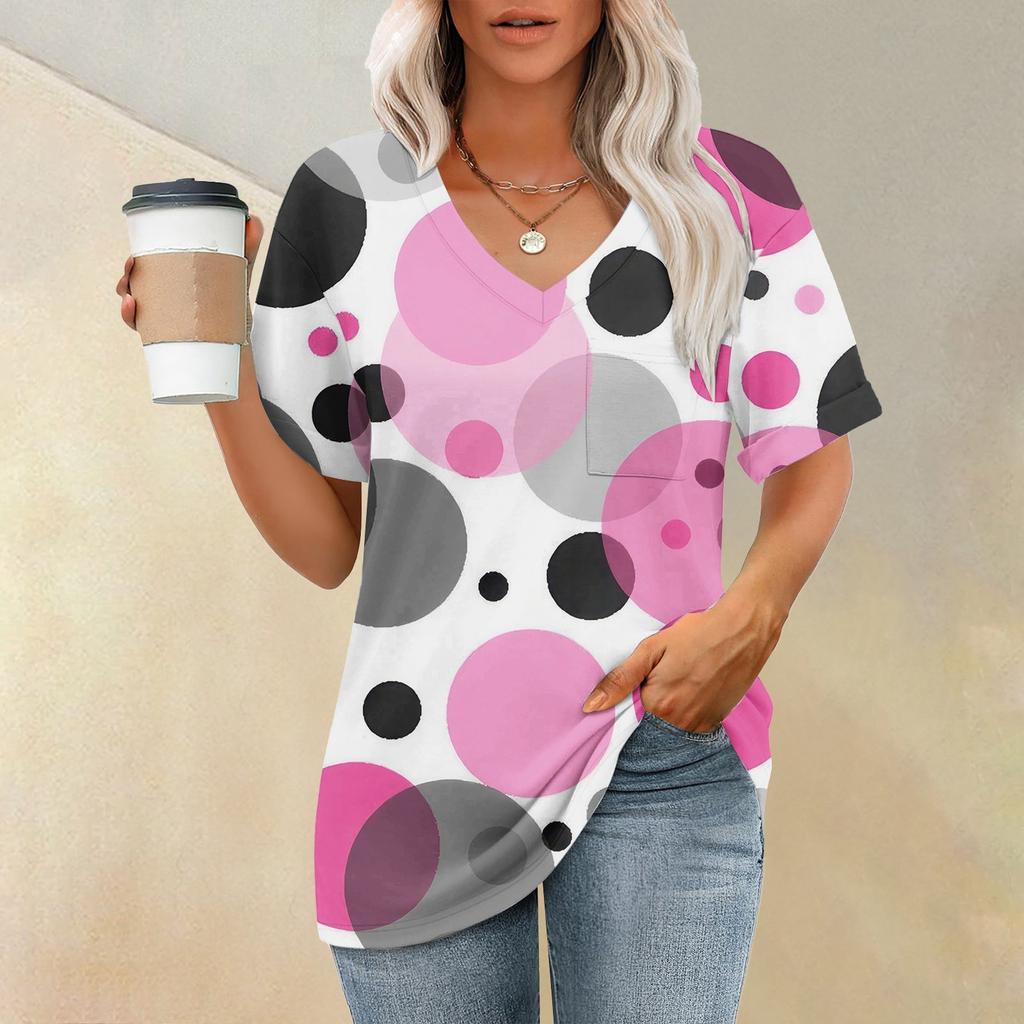 Женские футболки с V-образным вырезом и коротким рукавом, летние топы, повседневные базовые футболки, модные