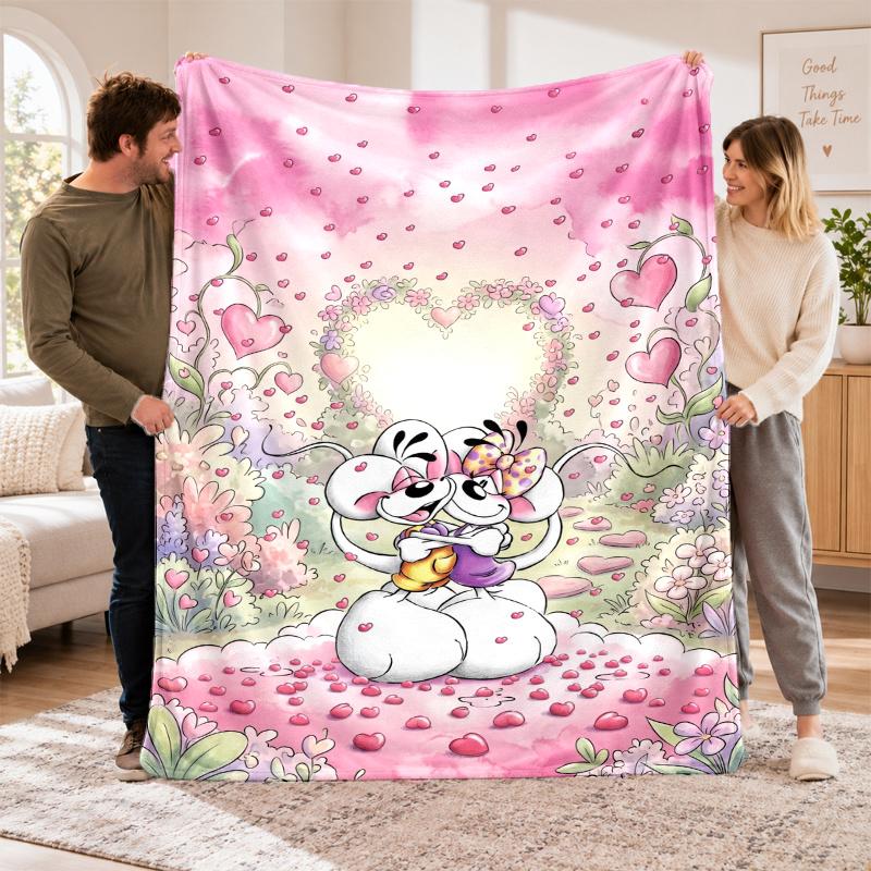 Flannel Fleece Blanket with Diddl Design, Soft Lightweight Throw for Bed Sofa Travel