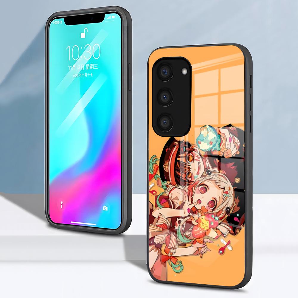 Чехол для телефона Toilet-b-ound Hanako-kun для Samsung S26 S25 S24 FE S23 S22 S21 Plus S20 Ultra Note20Ultra Черная стеклянная крышка