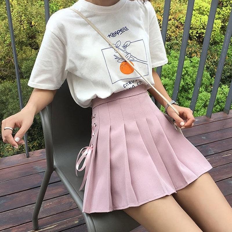 Kawaii сексуальная плиссированная юбка женская летняя мини-юбка трапециевидной формы в корейском стиле школьная форма