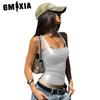 GMXIA Women's Summer Solid Color Square Collar Sleeveless Sexy Vest T-shirt Top Woman
