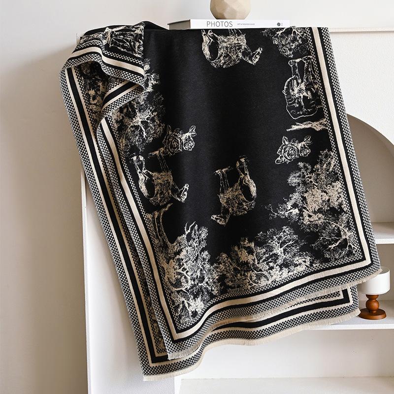 Autumn And Winter Models, Ethnic Style, Wasteland Style, Camel Print, Women'S Imitation Cashmere Warm Scarf, Travel Out With A Shawl