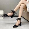 Fashion 2024 Hot Sale Women's Shoes Lace-up Women's High Heels Fashion Cover Heel Dress Pumps Women New Pointed Toe Heels Women Zapatos