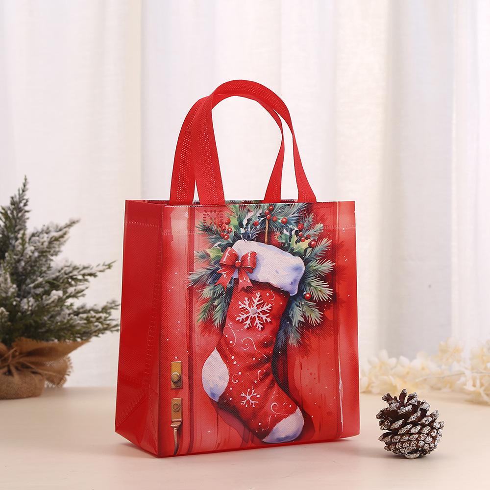 4/8pcs Christmas Gift Bags Santa Claus Xmas Candy Gift Wrapping Bags Non-Woven Tote Bags Treat Bag Decoration 2025 Navidad kids