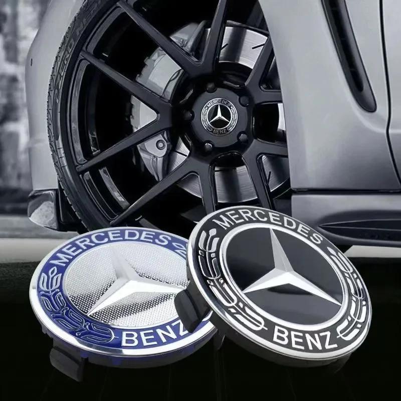 TVE4 4 Pieces/Set 75mm Mercedes Benz AMG W203 W206 W220 W205 W211 W212 Car Wheel Center Hub Caps Benz Emblem Tire Rim Covers AMWSWA