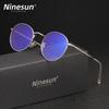 NINESUN бренд сплав анти-синий свет очки для женщин и мужчин круглая оправа очки 99% блокировка синего излучения студенческие оптические линзы очки