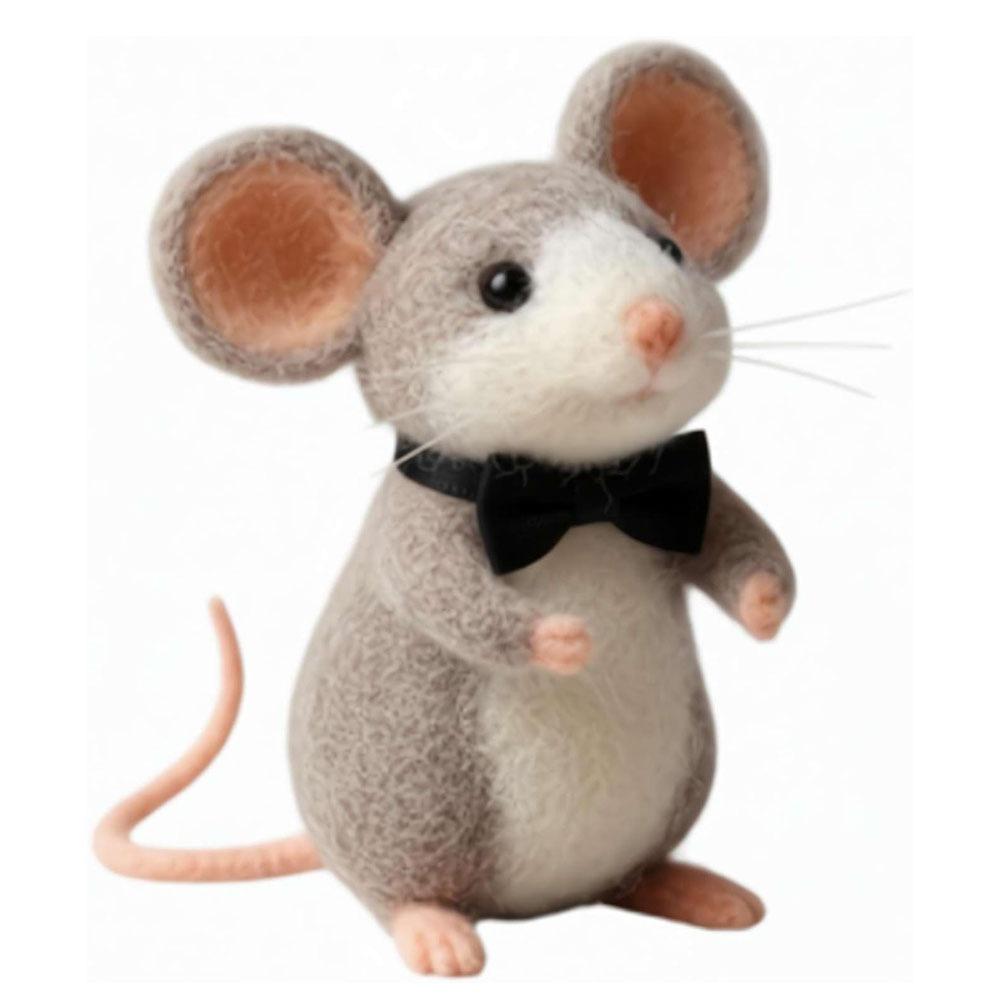 Рукоделие Валяние из шерсти Игла для валяния Мышь из войлока Ручная работа Фигурка Подарки Коллекционная мышь Милая мышь Животное-мышь Фигурка