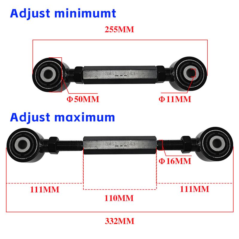 POKESS 2PCS Rear Suspension Tie Bar Link Control Arm For Ford Focus Mk2 MK3 2005-2014 Ford KUGA MK2 2013-2019 Adjustable