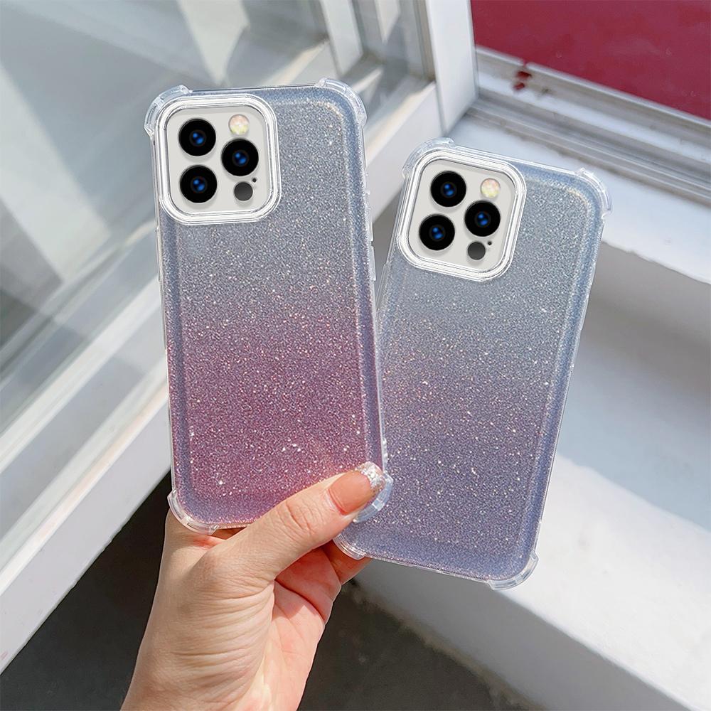 Роскошный блестящий ударопрочный прозрачный мягкий чехол для iPhone 16 13 15 Pro Max Samsung S25 S23 Ultra A35 A54 Redmi Note12 Pro Bumper Cases Cover