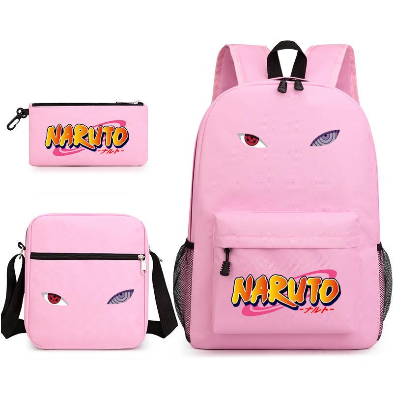 Школьная сумка Наруто «Звездное небо» Трехсекционная сумка через плечо Пенал Аниме Мультфильм Рюкзак Мужской
